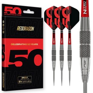   Set sageti darts steel Red Dragon Darts 50 Years Grizzly 2, 24g 90% wolfram