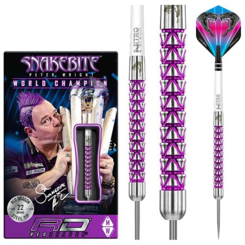 Sageti Darts RedDragon steel Peter Wright, Snakebite Vyper, 90% tungsten, 22g