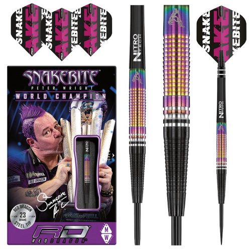 Sageti Darts RedDragon steel Peter Wright, Snakebite World Champion Tapered SE 90% tungsten, 23g