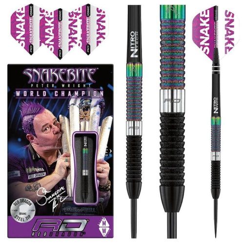 Sageti darts Red Dragon steel Peter Wright, Snakebite World Champion Diamond 90% tungsten, 20g