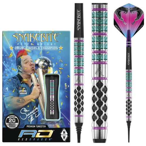 Sageti darts Red Dragon soft Peter Wright Snakebite Supa-Venom 20g, 90% tungsten