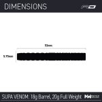 Sageti darts Red Dragon soft Peter Wright Snakebite Supa-Venom 20g, 90% tungsten