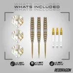 Set sageti darts steel red Dragon Paradym Gold Torpedo 23g, 90% wolfram