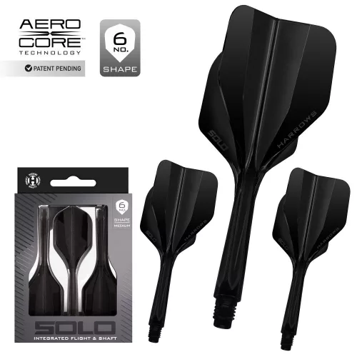Fluturas si tija darts Harrows Solo negru, No6 si tija medie