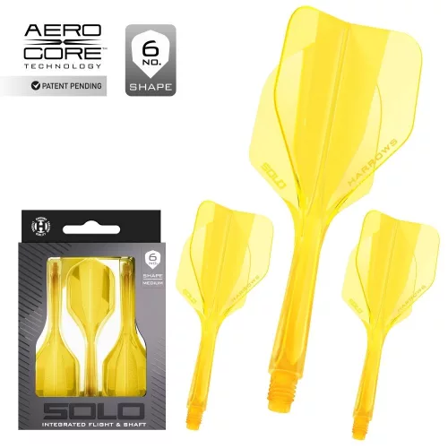Fluturas si tija darts HArrows Solo galben, No6 si tija lunga