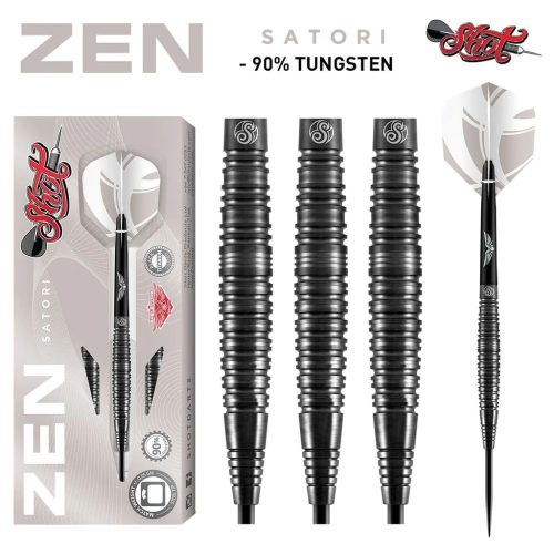 Set darts steel Shot Zen Satori, 25g, 90% wolfram, negru