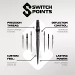 Varf darts steel Winmau Switch point Wave argintiu, 30mm
