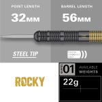 Set darts steel Target Josh Rock 22g corp din alama, brass