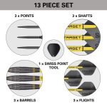 Set sageti steel Swiss point Target Scott Williams Black 25g, 90% wolfram