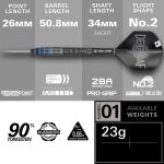 Set darts steel Target SP Jeffrey De Graaf, 23g, 90% wolfram