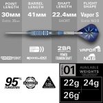 Set sageti darts steel Target SP Phil Taylor Power Gx2, 22g, 95% tungsten
