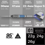Set sageti darts steel SP Target Phil Taylor Power Chrono, 24g 95% wolfram