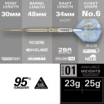 Set sageti darts steel SP Target Adrian Lewis Showdown, 23g 95% wolfram