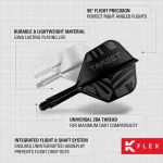 Fluturas si tija darts Target K-Flex Flight Black, fluturas No6 toll si tija medie
