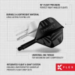 Fluturas si tija darts Target K-Flex Flight Black, fluturas No2 si tija medie