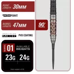 Set sageti darts steel Target Japan Charis G6, 24g 90% wolfram