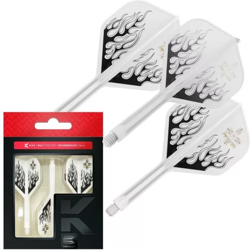 Fluturas si tija darts Target Japan Pyro alb, fluturas No2 si tija medie