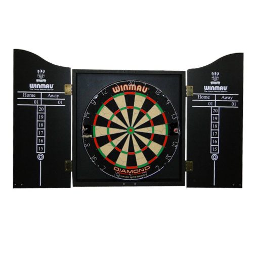 Set profesional darts, tabla, cabinet, 2 set sageti, negru