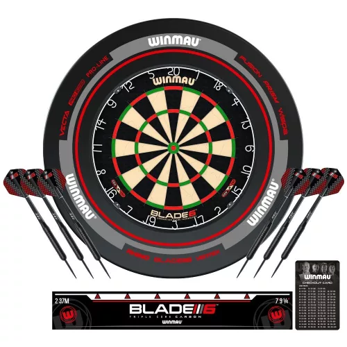 Tinta Winmau BLADE 6 cu protectie de perete, doua seturi de sageti si linie de start