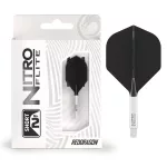 Fluturas si tija darts Red Dragon Nitro Flite, alb-negru, fluturas standard si tija scurta