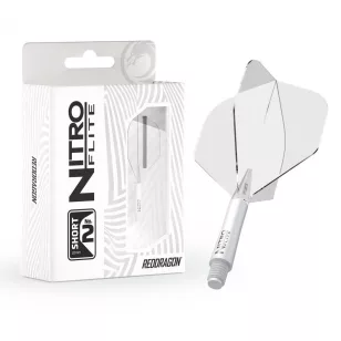 Fluturas si tija darts Red Dragon Nitro Flite alb-transparent, fluturas standard si tija scurta