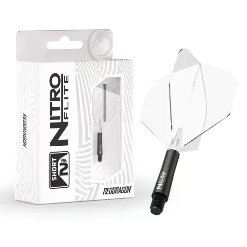 Fluturas si tija darts Red Dragon Nitro Flite, negru-transparent, fluturas standard si tija scurta