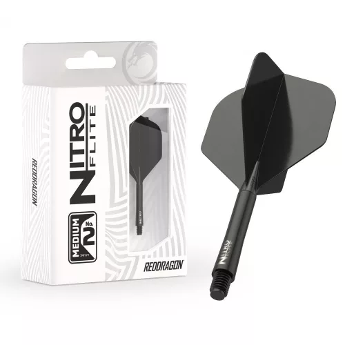 Fluturas si tija darts Red Dragon Nitro Flite negru, fluturas standard si tija lunga