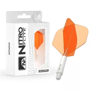   Fluturas si tija darts Red Dragon Nitro Flite, portocaliu-alb, fluturas standard si tija lunga