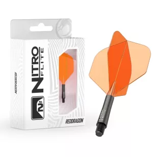 Fluturas si tija darts Red Dragon Nitro Flite, portocaliu-negru, fluturas standard si tija medie